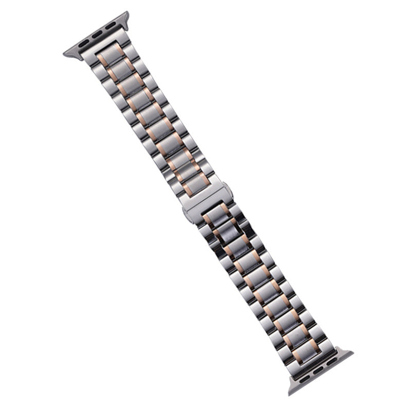 For Apple Watch Series 9 8 7 41mm / 6 5 4 SE (2022) SE (2023) SE 40mm / 3 2 1 38mm Watch Band 22mm 5-Beads Strap - Black For Apple Watch Series 9 8 7 41mm / 6 5 4 SE (2022) SE (2023) SE 40mm / 3 2 1 38mm Watch Band 22mm 5-Beads Strap - Black